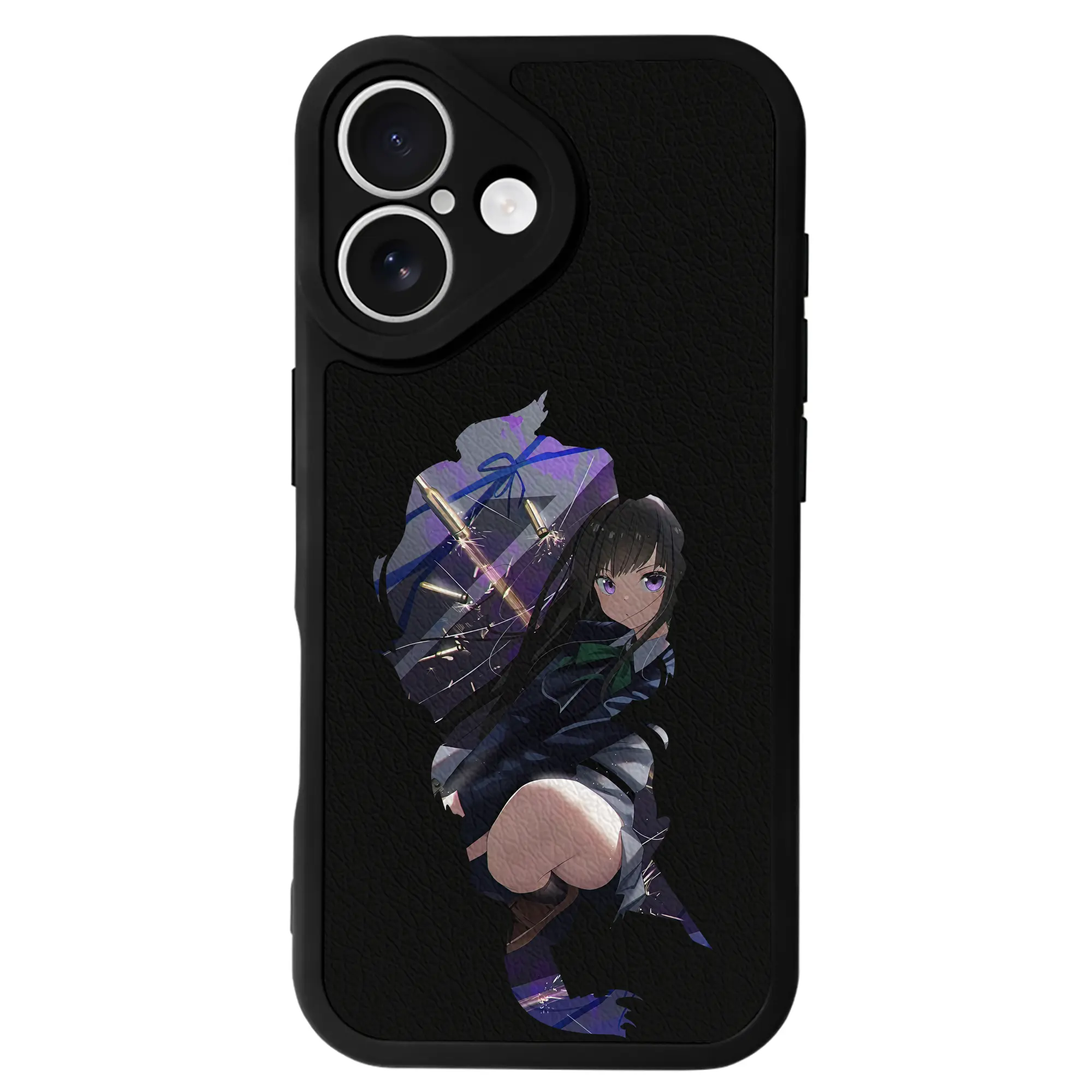 リコリス・リコイル グッズ,井ノ上たきな - IPhone 16シリーズ対応 ・ シリコンスマホケース ・ レザー調 ・ 高精度フィット ・ 耐衝撃 ・ ワイヤレス充電対応 ・ 精密カット